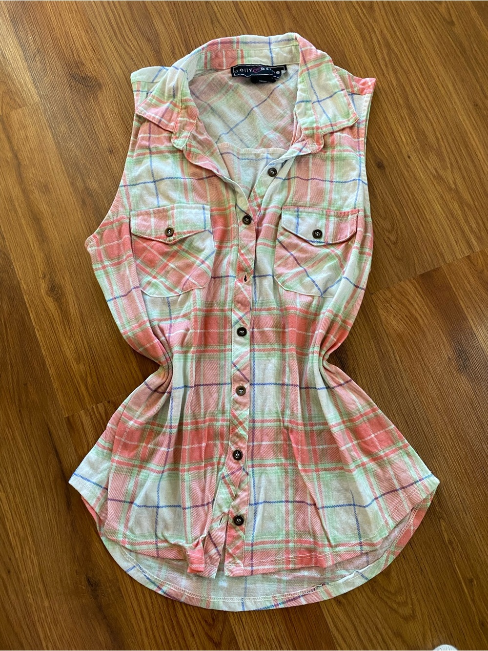 Plaid Button Up Tank Top